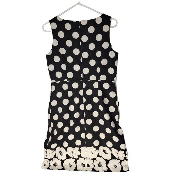 Modcoth Fever London Linen Sleeveless Midi Dress Womens 8 Polka Dot Black White - Picture 2 of 13